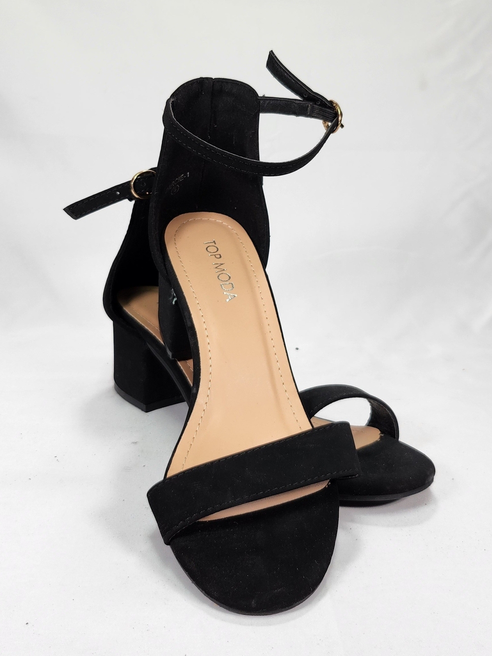 TOP Moda Black Ankle-Strap Block Heel Sandals